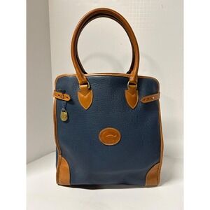 Vtg DOONEY & BOURKE Pre Red Tag Gladstone Shopping‎ Tote AWL Leather Navy Tan